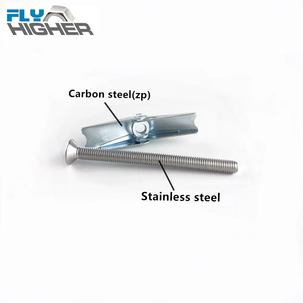 M3/4/5/6/8/10 Plasterboard Hollow Wall Cavity Wall Fixing Spring Toggle Anchor with Stainless steel countersunk screw