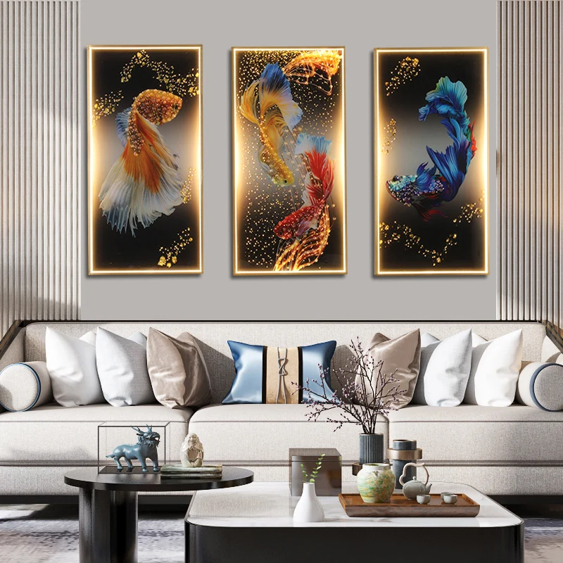 AOSONG Wall Lamps Modern Creative Three Pieces Suit Sconces Lighting Fish LED For Home Decoration