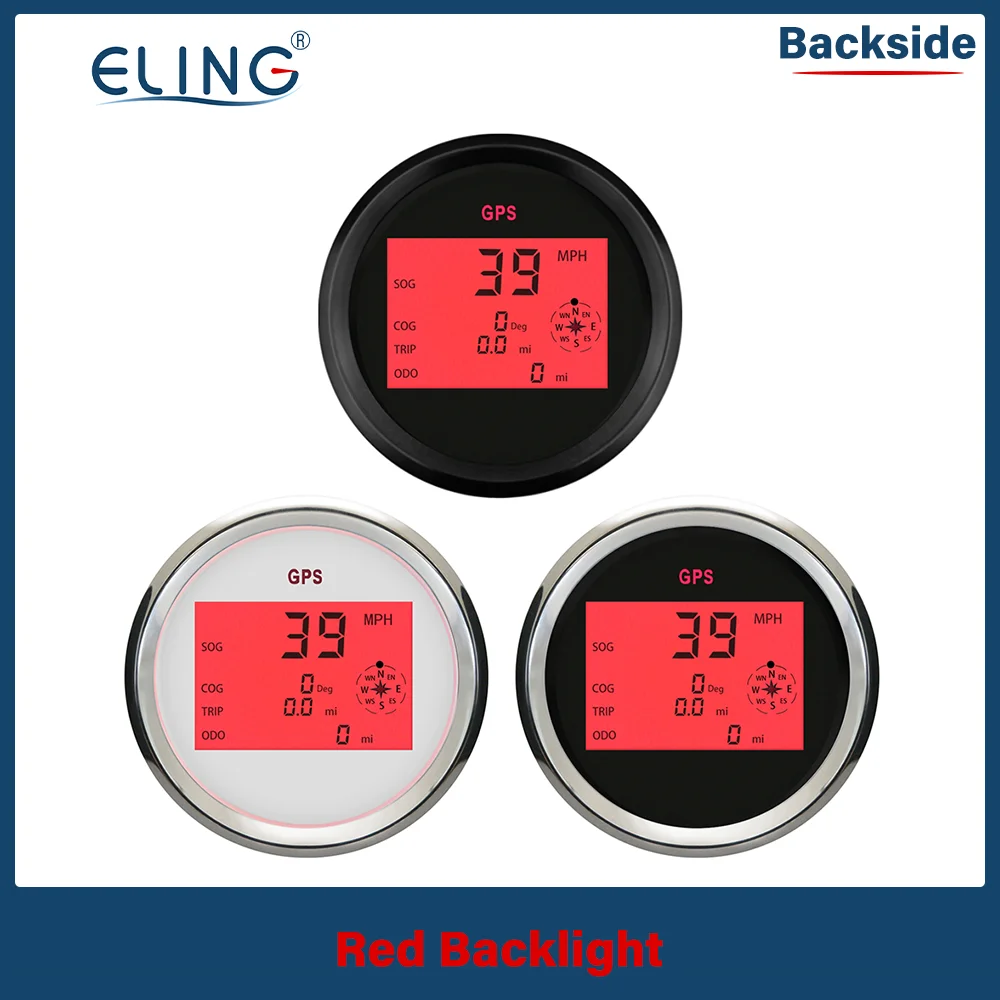 ELING 85mm Digital GPS Speedometer Odometer 0-999 knots km/h MPH with Red Backlight 9-32V for Boat Car Yacht Vessel Motorcycle