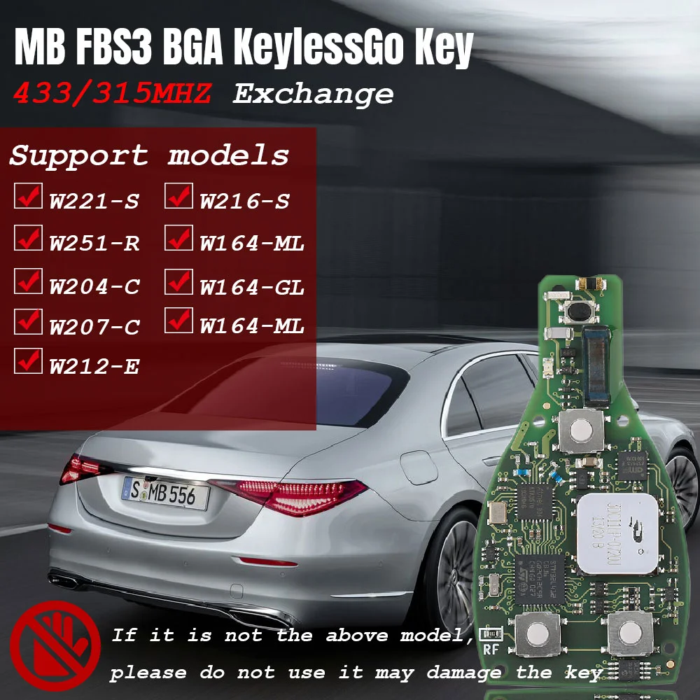 

CG Original 315/433MHZ Keyless Go One-Start Smart Be Key Smart Key Shell 3/4Buttons With Logo For Mercedes-benz