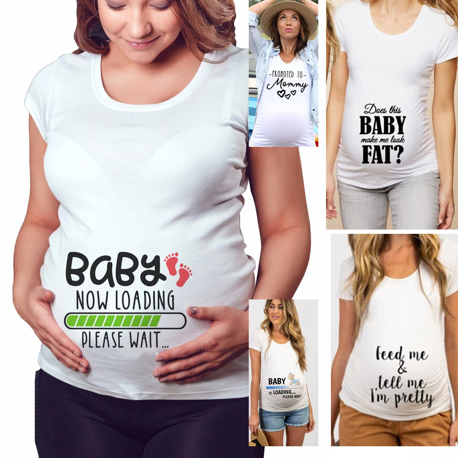 2020 Brand New Women Pregnancy Clothes Baby Now Loading Pls Wait Maternity T Shirt Summer Short Sleeve Pregnant T-shirts