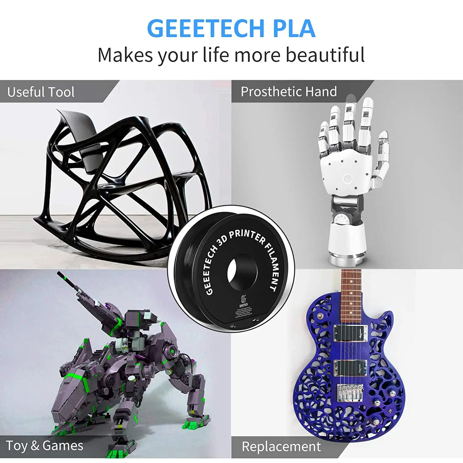 Geeetech 1Kg 1.75Mm Pla/Petg/Abs 3d Printer Filament Vacuüm Verpakking Overzeese Magazijnen Een Verscheidenheid Aan Kleuren Snel Schip