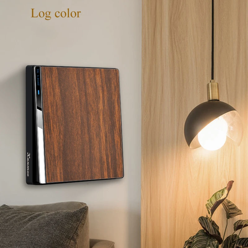 Panel de grano de madera de imitación antigua, interruptor de encendido de pared con indicador fluorescente, 250V, 1/2/3/4 entradas, 1/2way, 86*86MM, L77