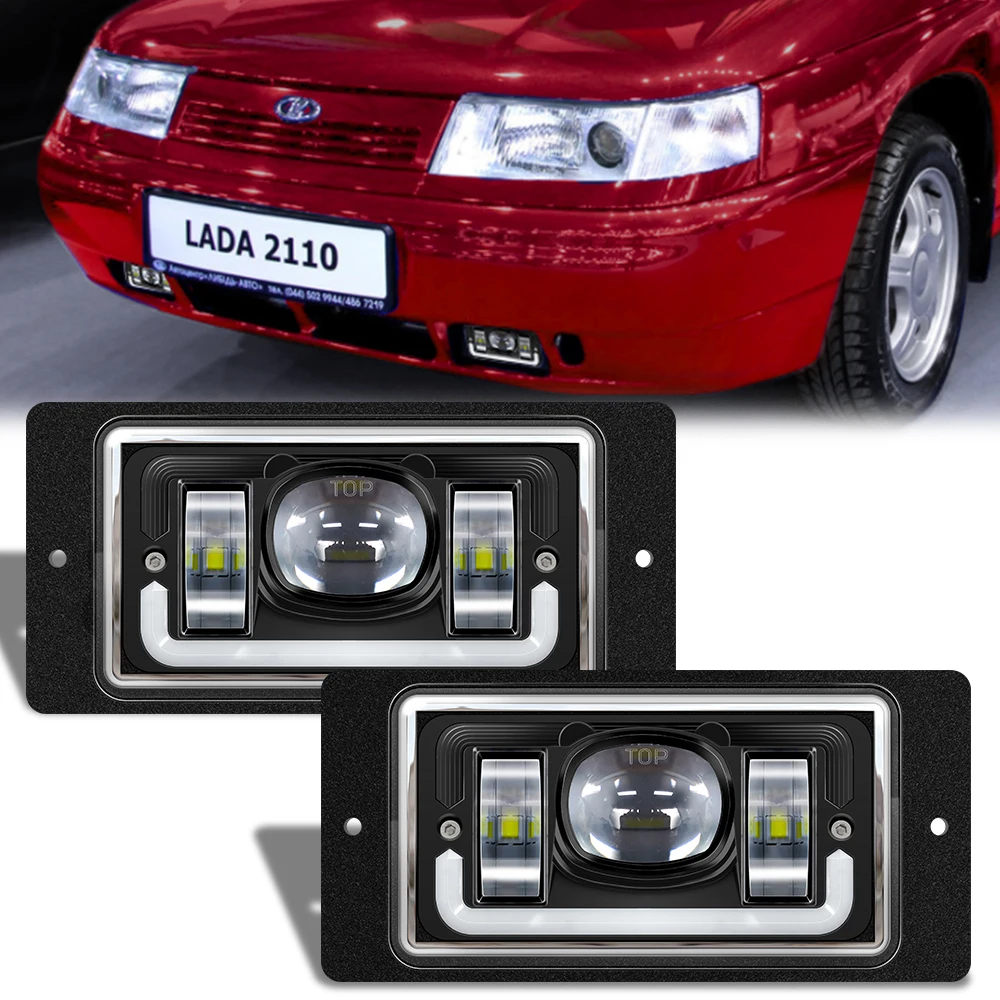 

2PCS high quality Cars front fog Lamp Waterproof 6000K Led with Angel eyes Fog Lights fog Passing Light For Lada 2110 -2117