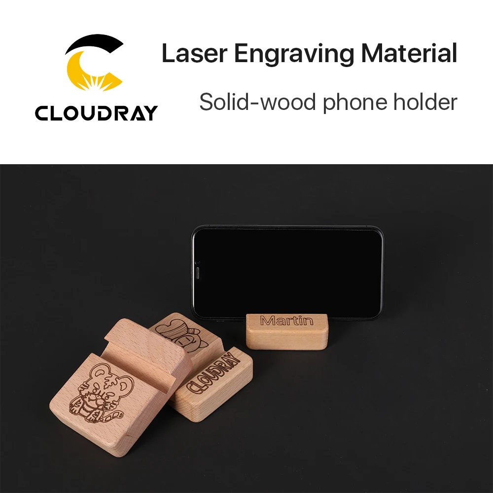 Cloudray Laser Engraving Material Solild-wood Phone Holder 8*6cm DIY Material for Co2 Laser Marking & Engraving Machine