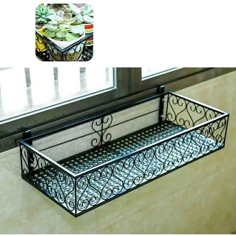 22% Rack Type Burglar Mesh  Iron Art Flower Rack Guardrail Botany Flowerpot Frame Wall Hanging Meaty Railing Flower Rack