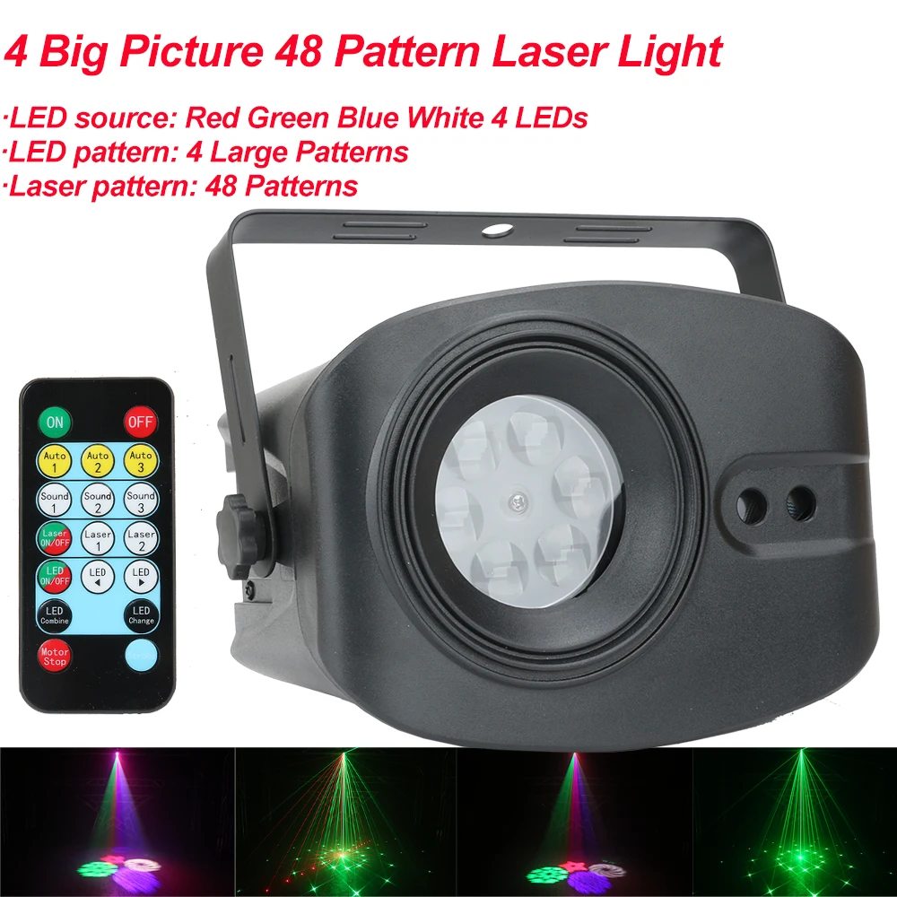 4 Big Picture 48 Pattern RGB Laser Light Disco DJ Lights DMX 512 Party Lighting For Stage Decoration With Music Sound Activated