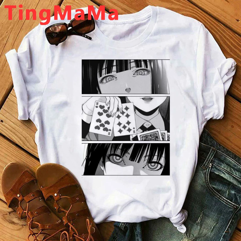 90s Japanese Anime Kakegurui T Shirt Men Kawaii Cartoon Harajuku Men Clothing Unisex Hip Hop Tops Manga Graphic Tees Male