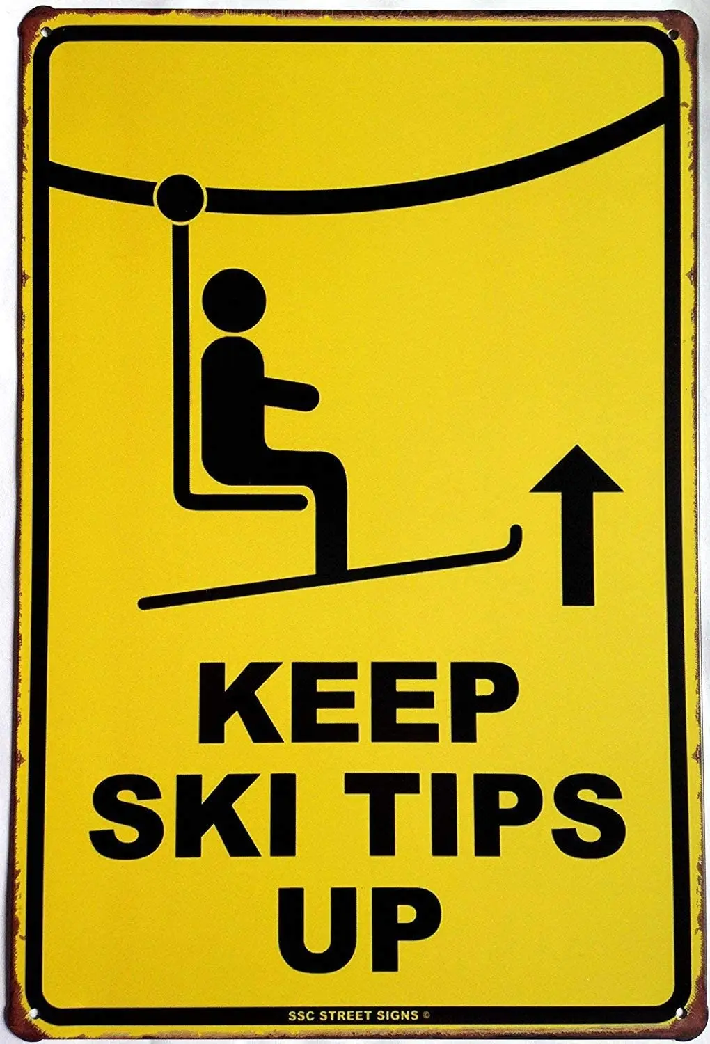 

ERLOOD Keep Ski Tips Up Warning Metal Tin Signs Decor Wall Art Vintage