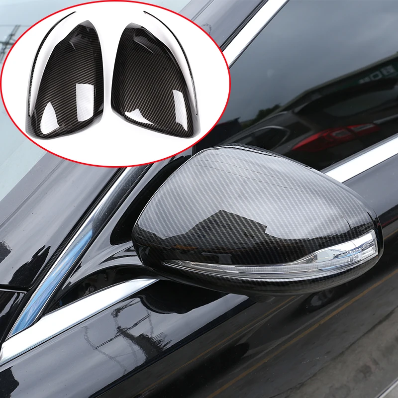 Car  Rearview Mirror Cap Protection Frame For Mercedes Benz C W205 E W213 Rearview Mirror Cap Cover Trim ABS Black For LHD 2 Pcs