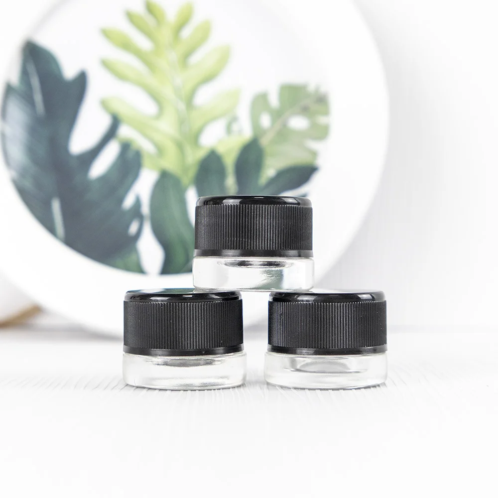 10Pcs a Set 3ml Limpid Glass Empty Cream Bottles Cosmetics Lotion Packaging Vials Black Pressure Spinning Lid Travel Gifts Jars