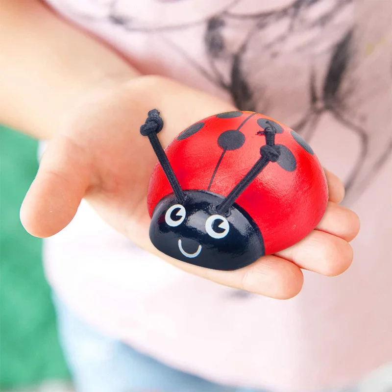 Wooden Montessori Counting Beetle Kindergarten Children Number Enlightenment Learn To Count Ladybug Backpack Educational Toy