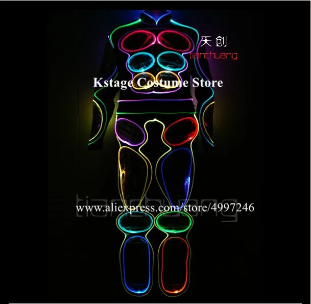 Programmable tron led light costumes full color dj robot men suit RGB colorful luminous outfit party wears glowing clothe show