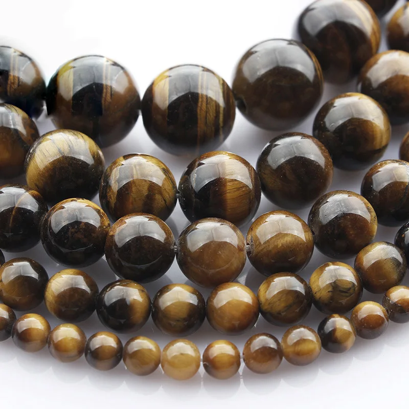 

4mm 6mm 8mm 10mm 12mm Round Natural Tiger Eye Stone Loose Beads Lot For Jewelry Making DIY Crafts Findings