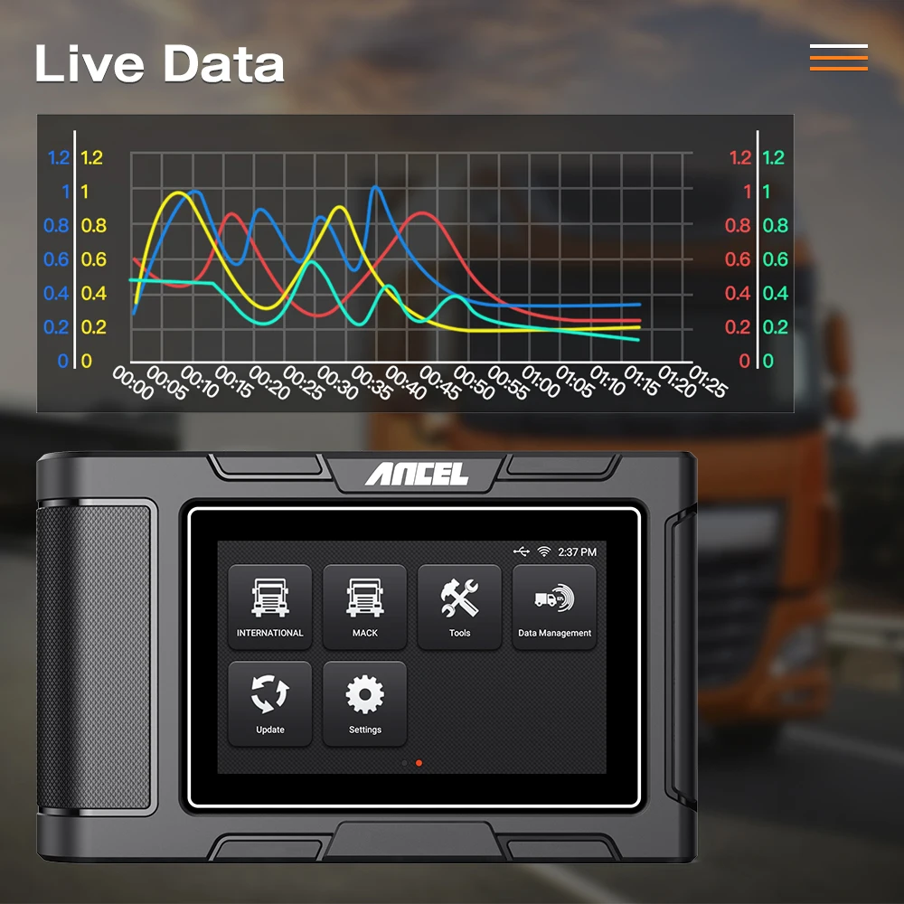 ANCEL Heavy Duty Diesel Truck Diagnostic Scanner 12V 24V Car 2 in 1 Full System DPF Pin Detect OBD2 Automotive Truck Scanner