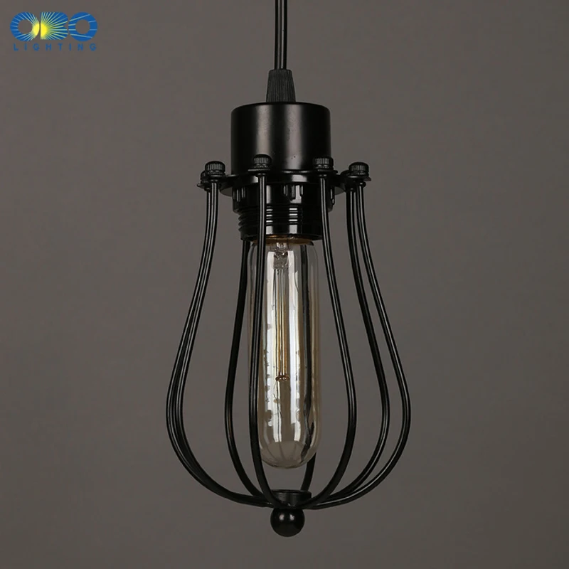 Simple Black Metal Painted Vintage Pendant Lamps Indoor Bra Wire Cord 1.2-1.5m Pendant Lights E27 110-240V Free Shipping