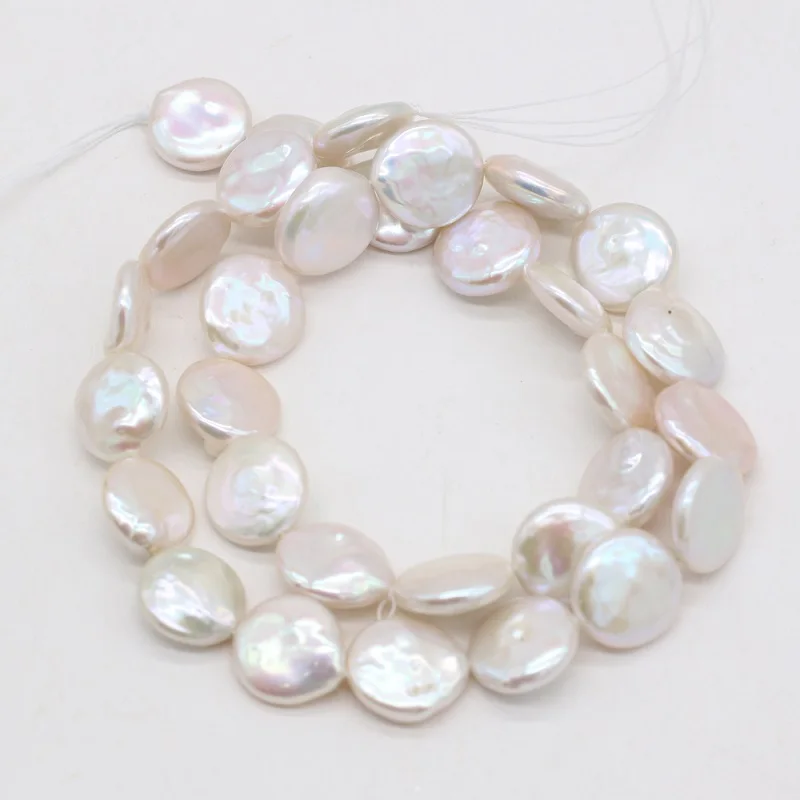 Natural Freshwater Pearl Beads Irregular White Button Shape Loose Beaded For Jewelry Making DIY Bracelet Necklace Accessories
