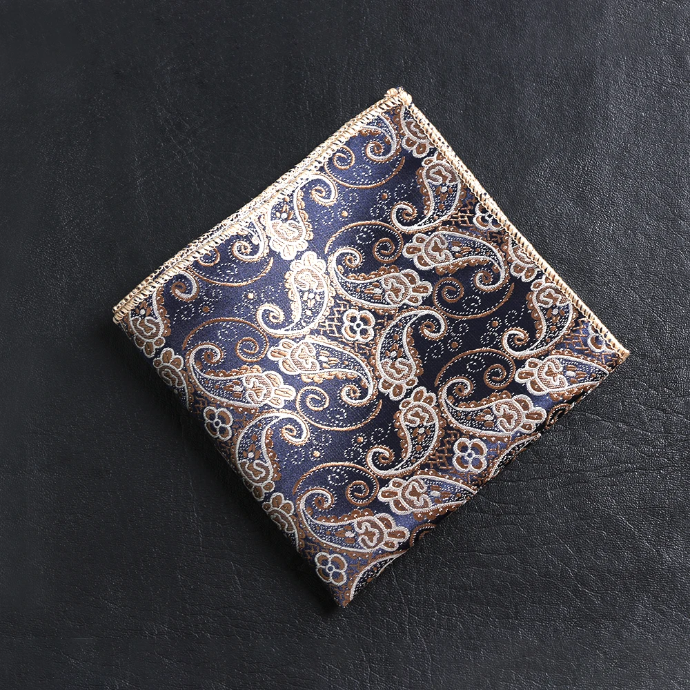 23*23cm Luxury Men\'s 100% Silk Handkerchief Paisley Floral Jacquard Women Pocket Square Towel For Business Wedding Party