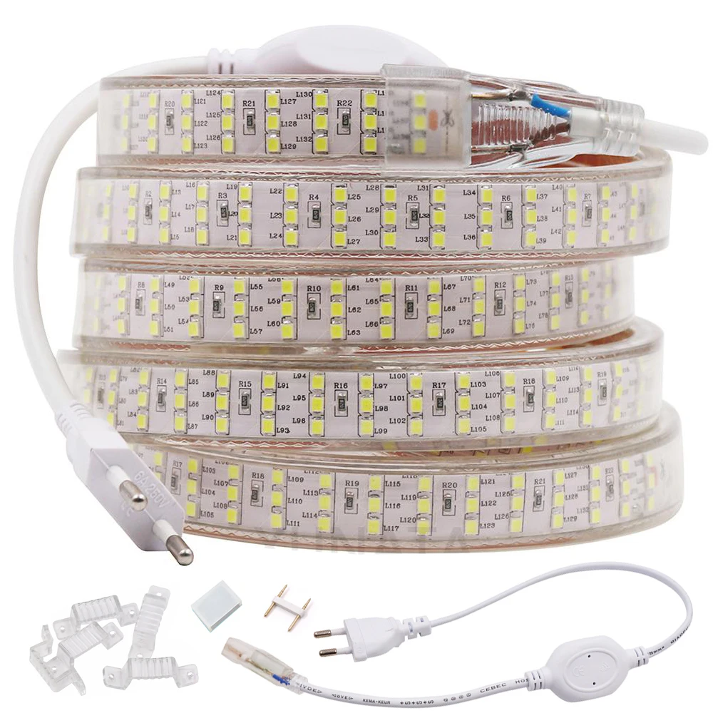 2835 LED Strip Light 220V 230V 240V AC 276LED 120LED Waterproof LED Ribbon Flex LED Lights Home Decoration White /Warm White