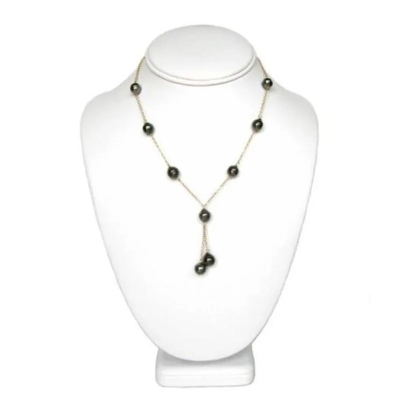 9-10mm freshwater Black Pearl 925silver Yellow Gold Necklace