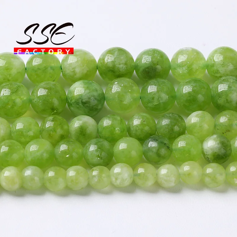 Green Peridot Beads Natural Stone Round Loose Spacer Beads For Jewelry Making DIY Bracelet Earrings Accessories 6 8 10mm 15\