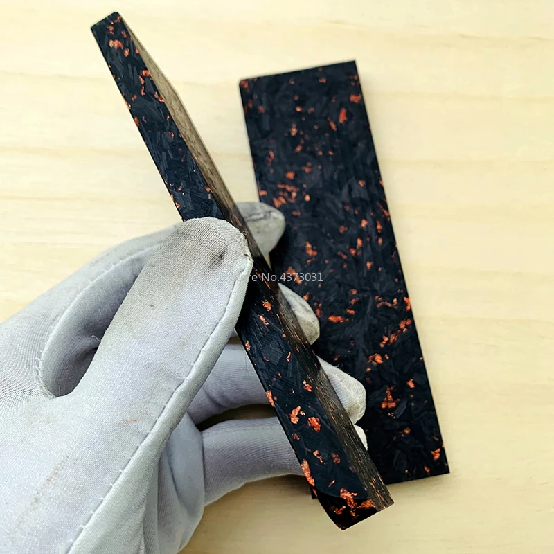 1piece CF Copper Foil Powder Compression Patch Plate for DIY Knife Handle Material Carbon Fiber Black Marble with Resin