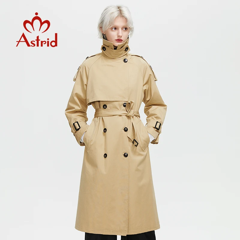 

Astrid 2022 Autumn Long Women's trench coat women windbreaker Double-Breasted Belted outerwear Overcoat female jacket clothing