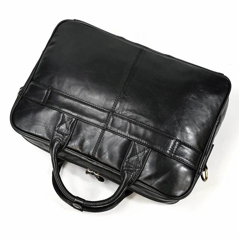 Men Briefcase Genuine Leather Laptop Bag 14 15.6" PC Doctor Lawyer Computer Bag Cowhide Male Briefcase Leather Men Business Bag