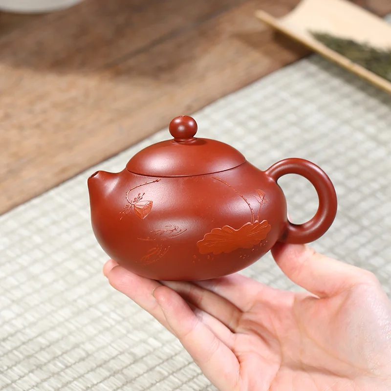 

|Yixing pure handmade purple clay pot Dahongpao sketch Wendan pot flat Xishi pot household Kung Fu tea pot special price