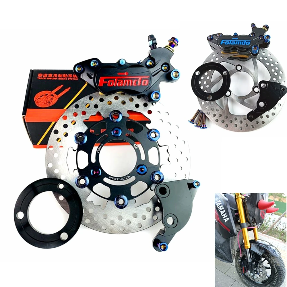 

CNC Motorcycle 40mm Brake Caliper+ Adapter/bracket+220mm Brake Disc For Front Disc Brake Kit For Honda MSX125 Monkey M3 M5 etc