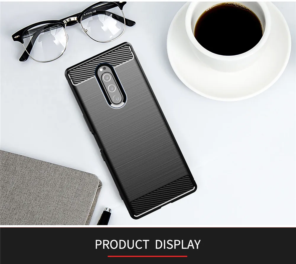 Funda de silicona suave con textura de fibra de carbono de lujo para Sony Xperia 1, funda protectora completa para Sony 1, Sony Xperia1, fundas para teléfonos Sony1