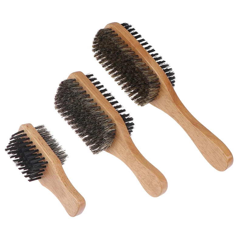 Men Boar Bristle Hair Brush - Natural Wooden Wave Brush for Male, Styling Beard Hairbrush for Short,Long,Thick,Curly,Wavy Hair