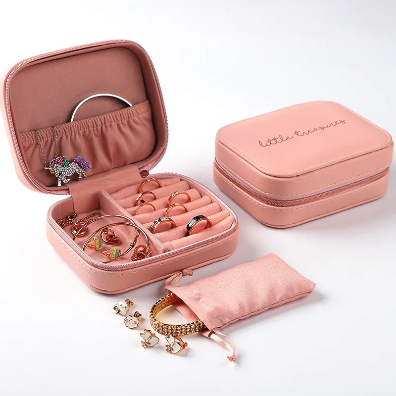 Lady PU Leather Jewelry Box Universal Jewelry Organizer Display Travel Ring Display Case Portable Jewelry Organizer for Necklace