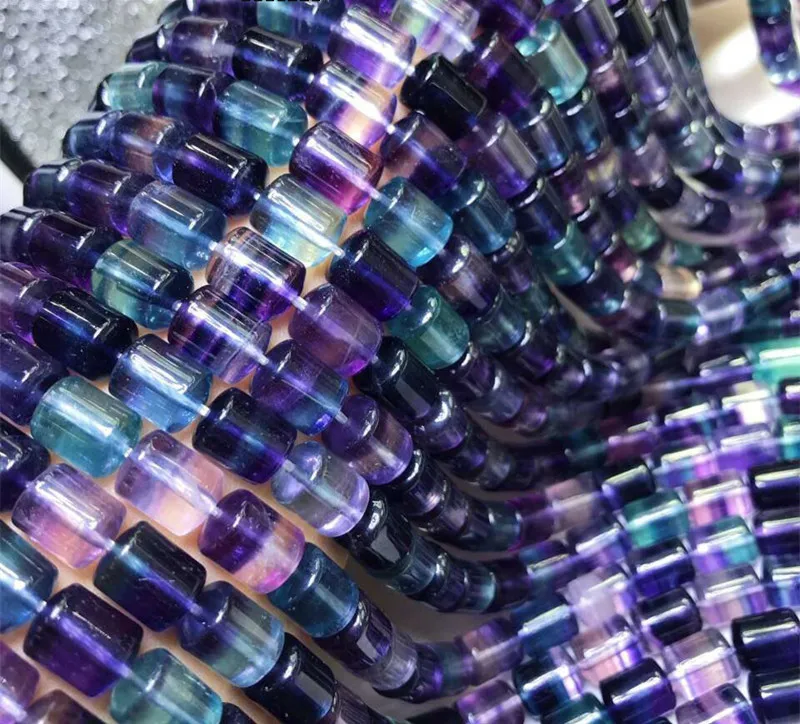 

fluorite purple pillar 8*11mm for DIY jewelry making loose beads FPPJ wholesale beads nature gemstone