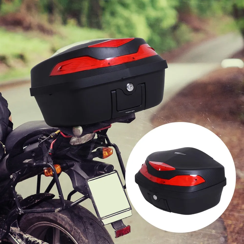 Homcom Universal 48l Motorrad koffer mit Schlüsseln und Zubehör Topcase für Motorrad helm Motorrad box Mopeds Roller