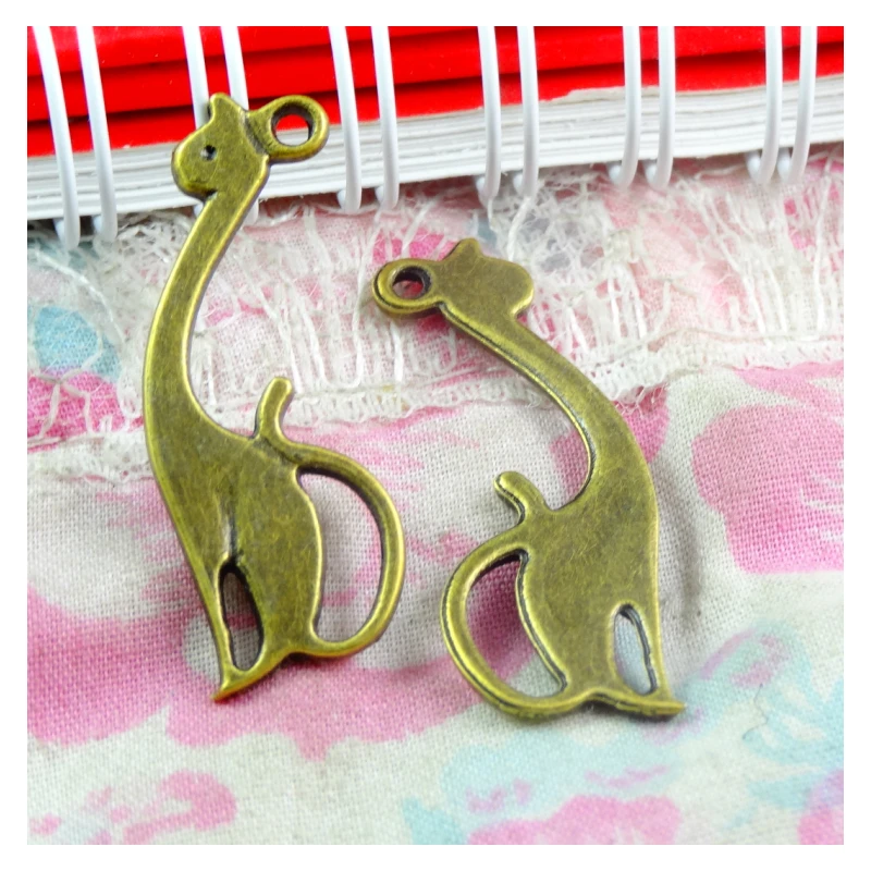 40pcs 27*11MM Vintage Cat Pendants Charm For Jewelry Making Antique Bronze Plated Cat Pendants