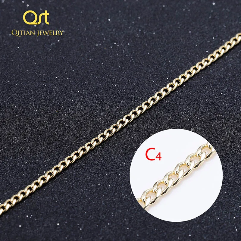 QITIAN Silver Gold Filled Solid Necklace Curb Chains Link  Women Men Choker Stainless Steel Male Female Accessories Fashion