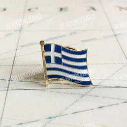 Greece National Flag Crystal Epoxy Metal Enamel Badge Brooch Collection Souvenir Gifts Lapel Pins Accessories Size1.6*1.9cm