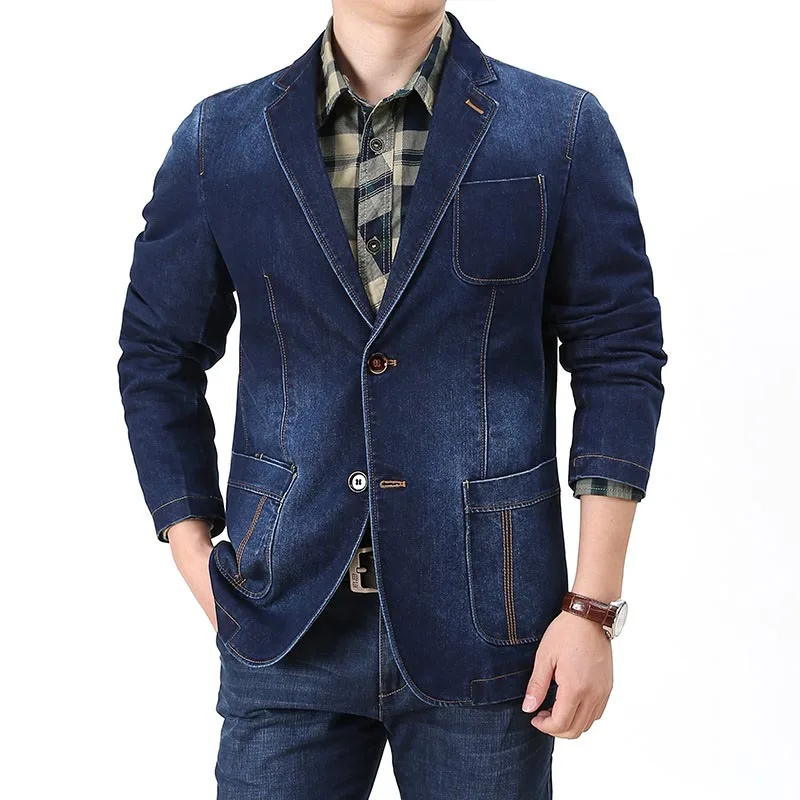 

Mcikkny Mens Spring Casual Denim Jackets Cowboy Blazers Slim Jean Jackets For Male Clothing Size M-3XL