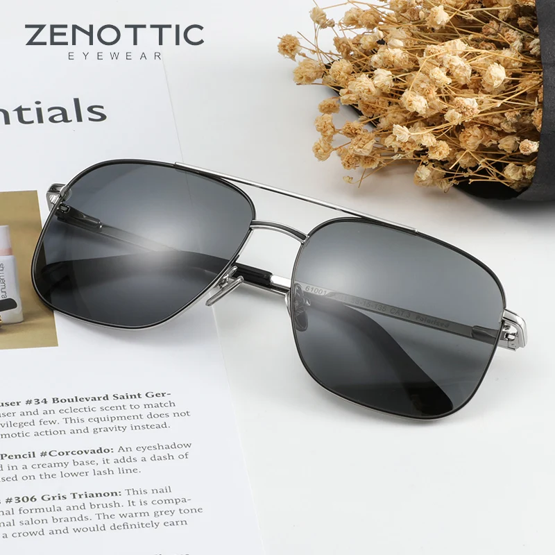 ZENOTTIC Brand Pilot Sunglasses Men Metal Frame HD Polarized Shades Goggles Women Square Driving UV400 Anti-Glare Sun Glasses