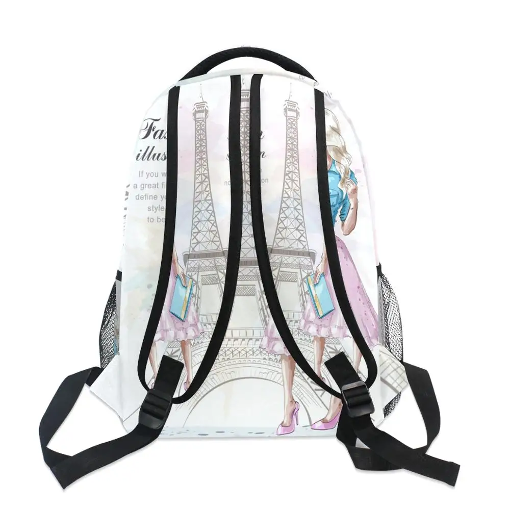 ALAZA Fashion Backpack School Bags for teenager girls Eiffel tower Prints Backpack Student Elementary Schoolbags ladie Book Bags