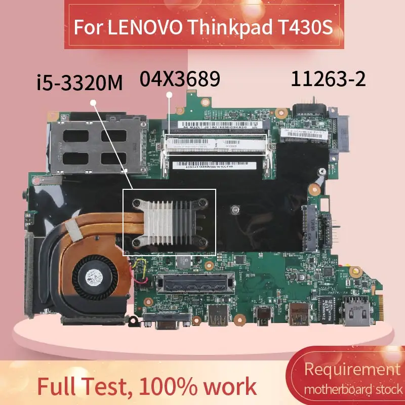 

04X3689 Laptop motherboard For LENOVO Thinkpad T430S i5-3320M Notebook Mainboard 11263-2 SR0MY