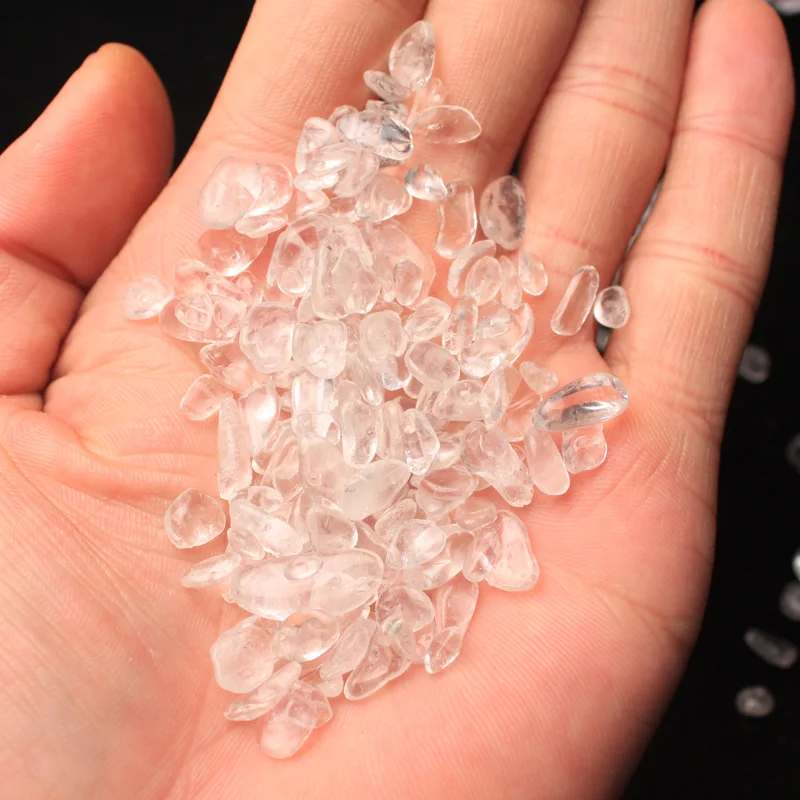 100g Crushed polished Clear Quartz Chips Large Granules  100% Natural Crystal Rock 3-7mm