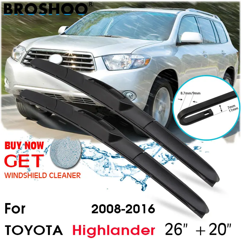 

Car Wiper Blade Front Window Windscreen Windshield Wiper Fit Blades Accessories For TOYOTA Highlander 26"+20" 2008-2016