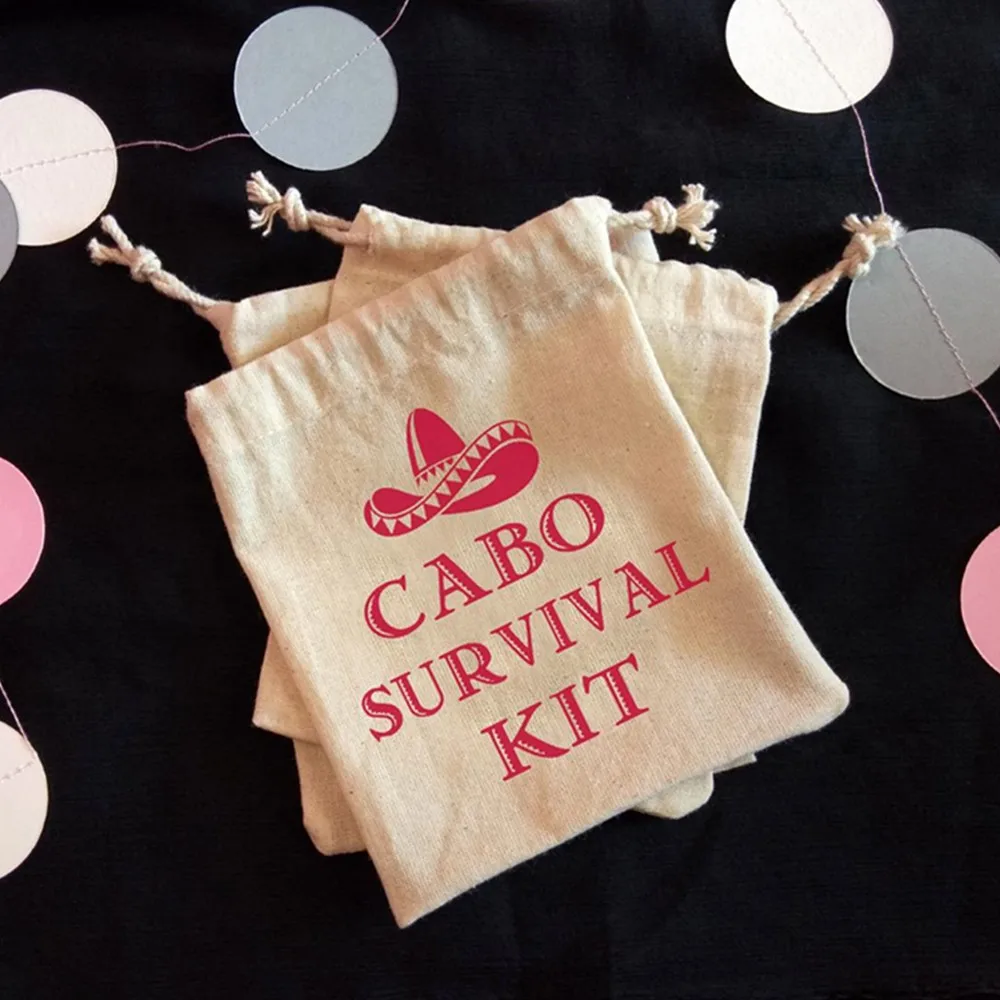 

Cabo Survival Kit Gift Bag, birthday kit bag, cabo san lucas mexico, bachelorette kit bag spring break, wedding, fiesta,