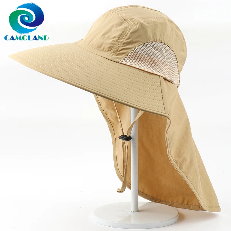 CAMOLAND UPF 50+ Sun Hats For Women Men Waterproof Boonie Hat With Neck Flap Outdoor Wide Brim Bucket Hat Fishing Hiking Caps