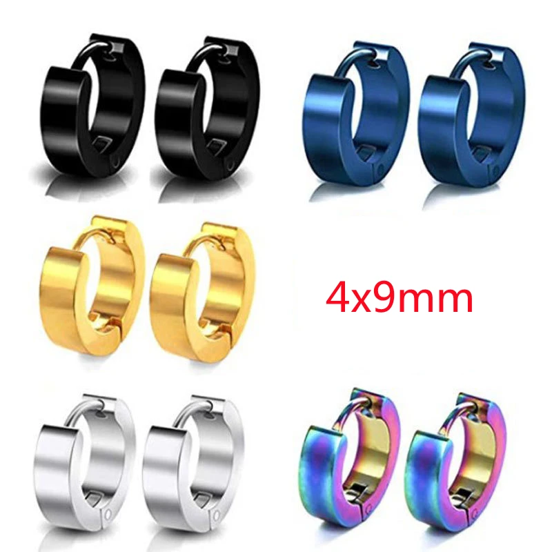 50pcs Punk Hoop Earrings Trendy Small Women Girl Coloful Round Circle Earring Anti-allergy Brinco Accessories Stainless Steel