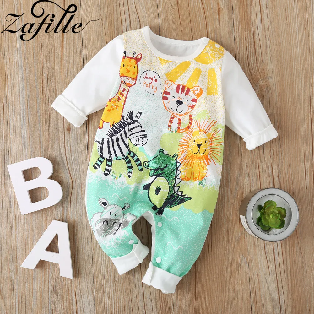 ZAFILLE 2023 Winter Baby Boys Bodysuit For Newborns Long Sleeve Baby Clothes Infant Overalls Cartoon Tiger Children Clothing Boy