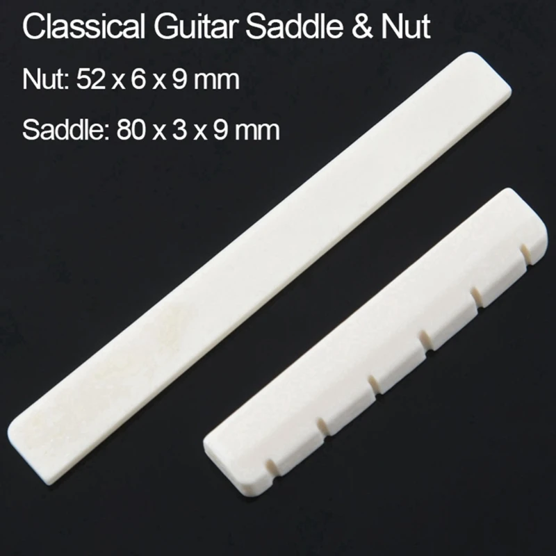 Guitar Bone Bridge Saddle Nut Set 6 Strings Classical Guitar Buffalo Bone Guitarra Replacement Parts Accessories