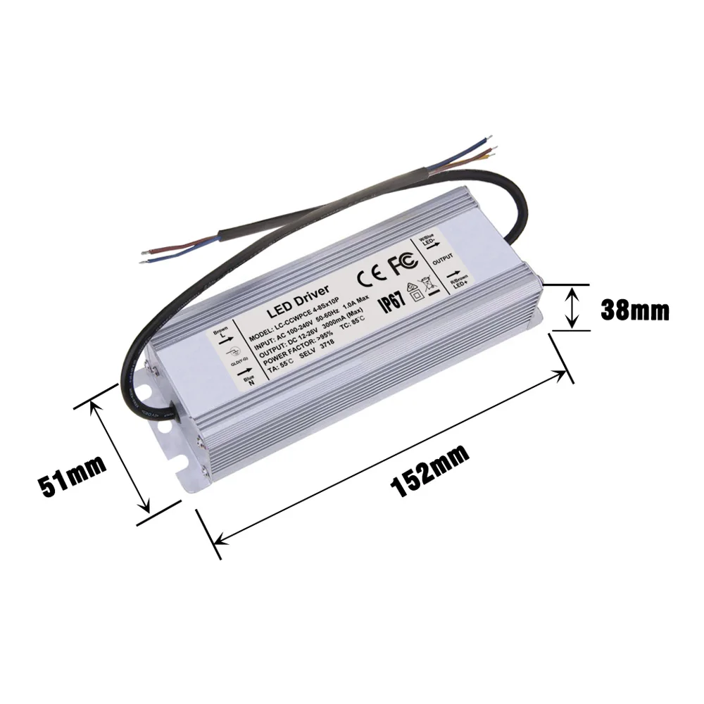 Lighting Transformers LED Driver Constant Current 700 1200 2100 2400 3000 mA 40 50 60 70 80 W Watt IP67 Power Supply